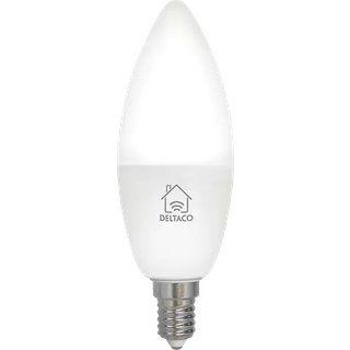 Deltaco LED-lampe, E14, Wi-Fi 2,4GHz, 4.5W, 385lm, dæmpbar, 2700K-6500K, 220-240V, hvid