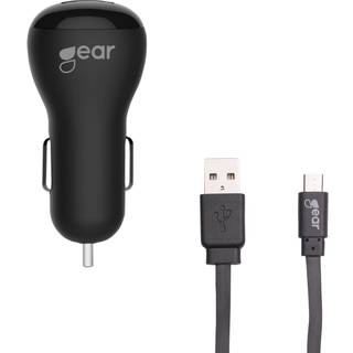 GEAR Charger 12V 1xUSB 1A Black MicroUSB Cable 1m