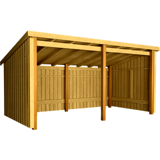 PLUS Nordic havehus i 2 moduler med åben front, natur/nåletræ - 9,5 m²
