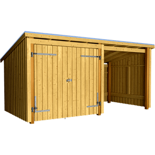 Plus Nordic Multi Havehus 9,5 m² - 2 moduler m/dobbeltdør og åben front - inkl. tagpap/alulister - 1685805-1