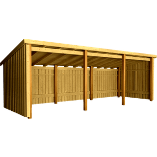 PLUS Nordic havehus i 3 moduler med åben front, inkl. tagpap/alulister, natur/nåletræ - 14 m²