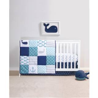 Peanutshell nautisk krybbe senget?j s?t til baby drenge eller piger - 3 stykker unisex planteskole s?t - krybbe quilt krybbe sark nederdel