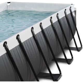 EXIT Black Leather pool 400x200x122cm med dome og sandfilterpumpe - sort