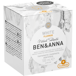 BEN&ANNA Natural Toothpaste White Fluoride tandpasta i en glaskrukke Med fluor 100 ml - 100 ml