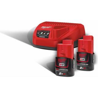 Milwaukee 12v startsæt m12 nrg-202 2x2,0ah batteri og lader