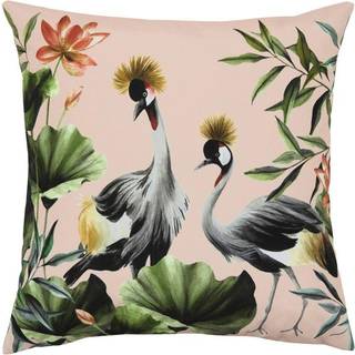 Evans Lichfield Evans Lichfield Blush Pink/Forest Green Cranes Outdoor Polyester Filled Cushion