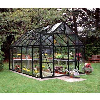Halls Magnum 128 drivhus 9,9 m², sort, 3 mm hærdet glas