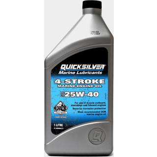 Mineralolie til 4-takt indenbords- &amp; påhængsmotorer Quicksilver 4-Stroke Marine Engine Oil 25W-40, til benzin- &amp; dieselmotorer, NMMA FC-W, 1 liter