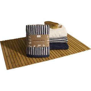 Frotté Stripe Håndklæde, Navy, 70x140 cm