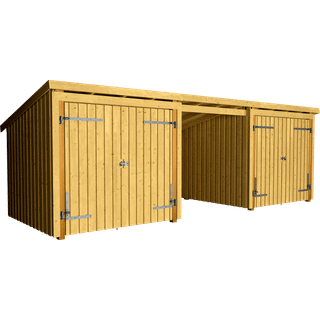 Plus nordic multi havehus 14m2 3 moduler 2 dob.døre åben front ubeh. 218x218x635cm