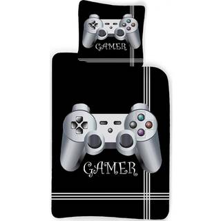 Playstation sengetøj - 140x200 cm - Gamer sengetøj - 2 i 1 design - Sengelinned i 100% bomuld
