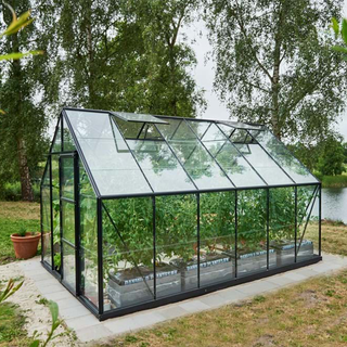 Halls Drivhus Universal 128 sort m/3 mm glas - F09580