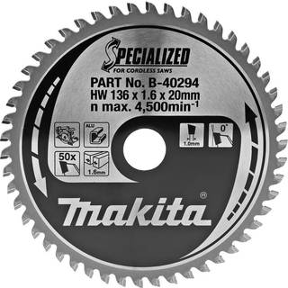 Rundsavsklinge til aluminium Makita; 136x1,6x20,0 mm; Z50; 0°