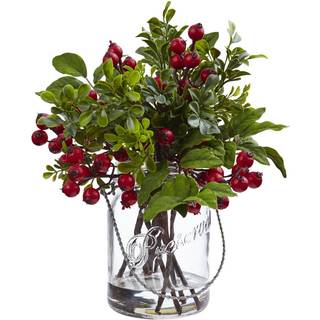 Berry Boxwood in Glass Jar