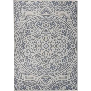 Fladvævet Udendørstæppe - Blåt mønster / 120 x 170 cm