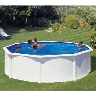Summer Fun ROSSANO Supreme poolsæt med stålvægge inkl. sandfilteranlæg og stige, hvid, Ø350 cm