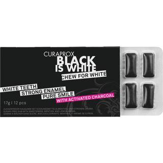 Curaprox Black Is White Tyggegummi Med Aktivt Kul