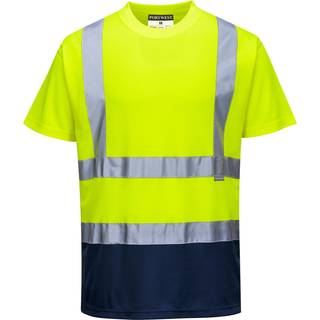 2-farvet T-shirt - Orange/Marine (Størrelse: XXXL)