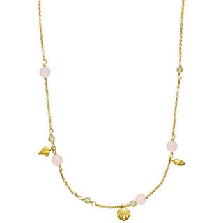 Isabella - Halskæde, Sølv med pink calcedon og grøn peridot