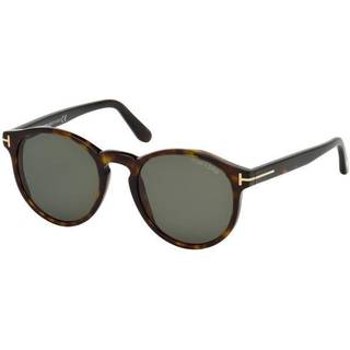 TOM FORD Unisex FT0591 IAN-02 52N Solbriller Acetat Dark Havana Grøn Rund Normal