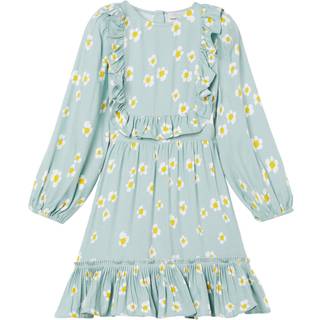 Stella McCartney Kids Ruffle-trimmed floral dress - blue - Y 10