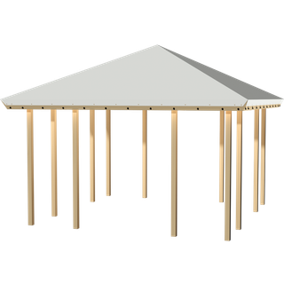 Plus pavillon med hvid tagdug åben model trykimpr.