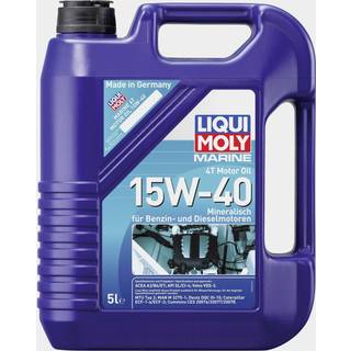 Mineralolie til 4-takt indenbordsmotorer Liqui Moly Marine 4T Motor Oil 15W-40, til benzin- &amp; dieselmotorer, ACEA A3/B4/E7 &amp; API CI-4/SL, 5 liter