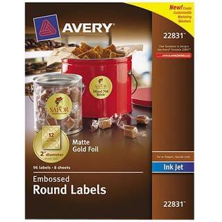Avery 22831 Round Labels 2-tommer folie/embosed 96/pk guld