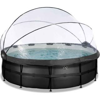 EXIT Black Leather pool ø488x122cm med dome og sandfilterpumpe - sort