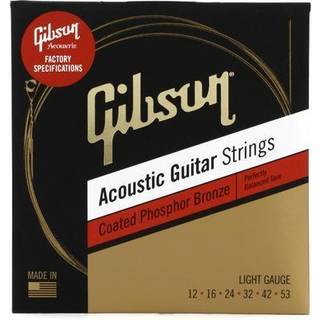 Gibson 12-53 Coated Phosphor Bronze Acoustic Guitar Strings Light