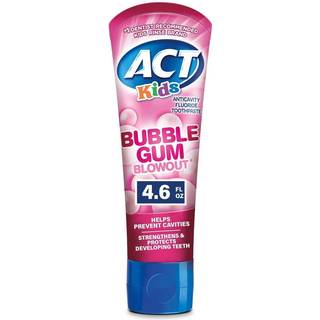 ACT Børne Bubblegum-smag Blowout Fluoridtandpasta til forebyggelse af huller i tænderne, 130 g - Sjov smag til børns tandbørstning