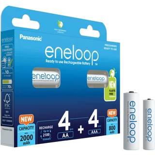 Panasonic eneloop AA/AAA Genopladelige batterier 4 stk. af hver BK-KJMCDE44E