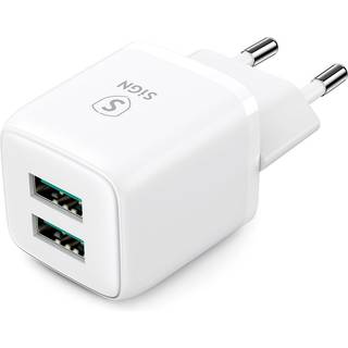 SiGN Mini Quick Charger Dual USB, 2.4A - Hvid