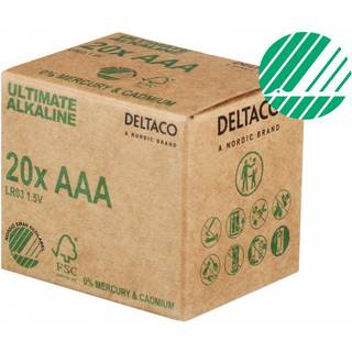 20 stk AAA Alkaline batterier - Svanemærket