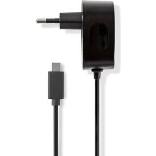 Nedis - Vægoplader | 15 W | Hurtigopladningsfunktion | 1x 3.0 A | Antal output: 1 | USB-C™ (Fixed) kabel | 1.50 m | Single Voltage Output - WCHAC300ABK