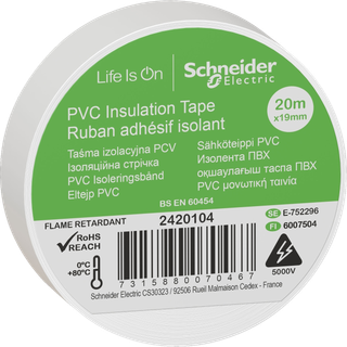 BLIST ISOLERINGSTAPE PVC 19MMX20M HVID