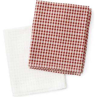 Audo Copenhagen Troides viskestykke 40x67 cm 2-pak Burnt sienna/White