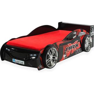 Bilseng 90 x 200 cm – MRX, sort/rød, med lamelbund