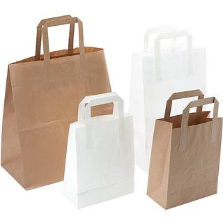 Bærepose papir med hank 350/170x240mm 17 liter hvid