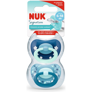 NUK sutteflaske 6-18m Signature Blue/Mørkeblå