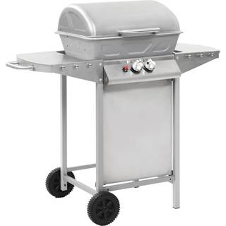 gasgrill med 2 madlavningszoner rustfrit stål sølvfarvet