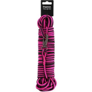 Dogman Iris flettet sporline med karabinhage Pink 6,5mm 15m