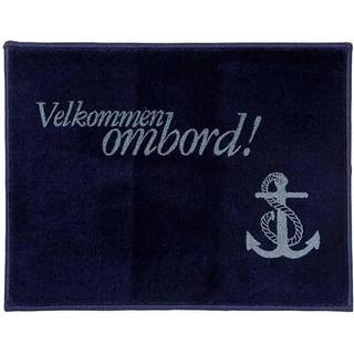 Bådmåtte Velkommen ombord, 61 x 45 cm, rektangel, marineblå