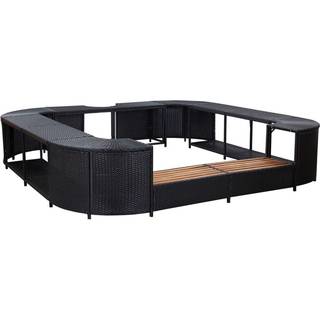 omkrans til spabad 268x268x55 cm polyrattan sort