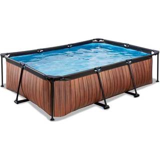 EXIT Wood pool 220x150x65cm med filterpumpe - brun