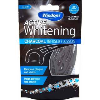 Tandtråd uden PFAS Wisdom Active Whitening Charcoal Floss Harps