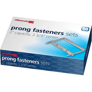 Officemate Prong Paper Fasteners 2 tommer kapacitet 2,75 tommer basisboks med 50 komplette s?t (99852) s?lv