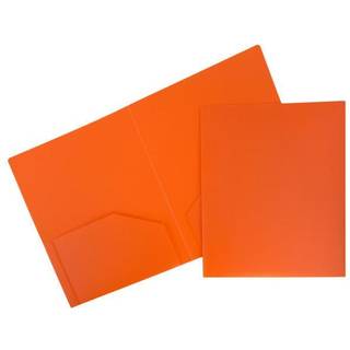 Jampapir Plastik 2 Pocket Pop -mapper - Holdbare skolemapper - Orange - 6/pakke