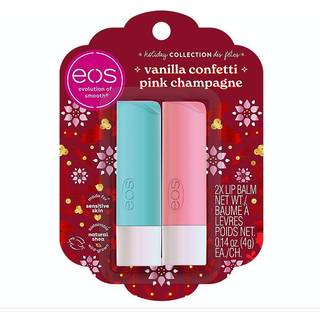 EOS Limited Edition Holiday Lip Balm Raspberry Cloud & Blackberry Bellini Hele dagen Fugtighed lavet til følsom hud 0,14 oz 2-pack Clear