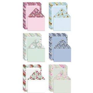 Mini papirvarer s?t 100 stykker s?t (50 foret blomsterplader + 50 matchende konvolutter) 5,5 x 8,25 tommer 6 unikke designs dobbeltsidet udskrivn
